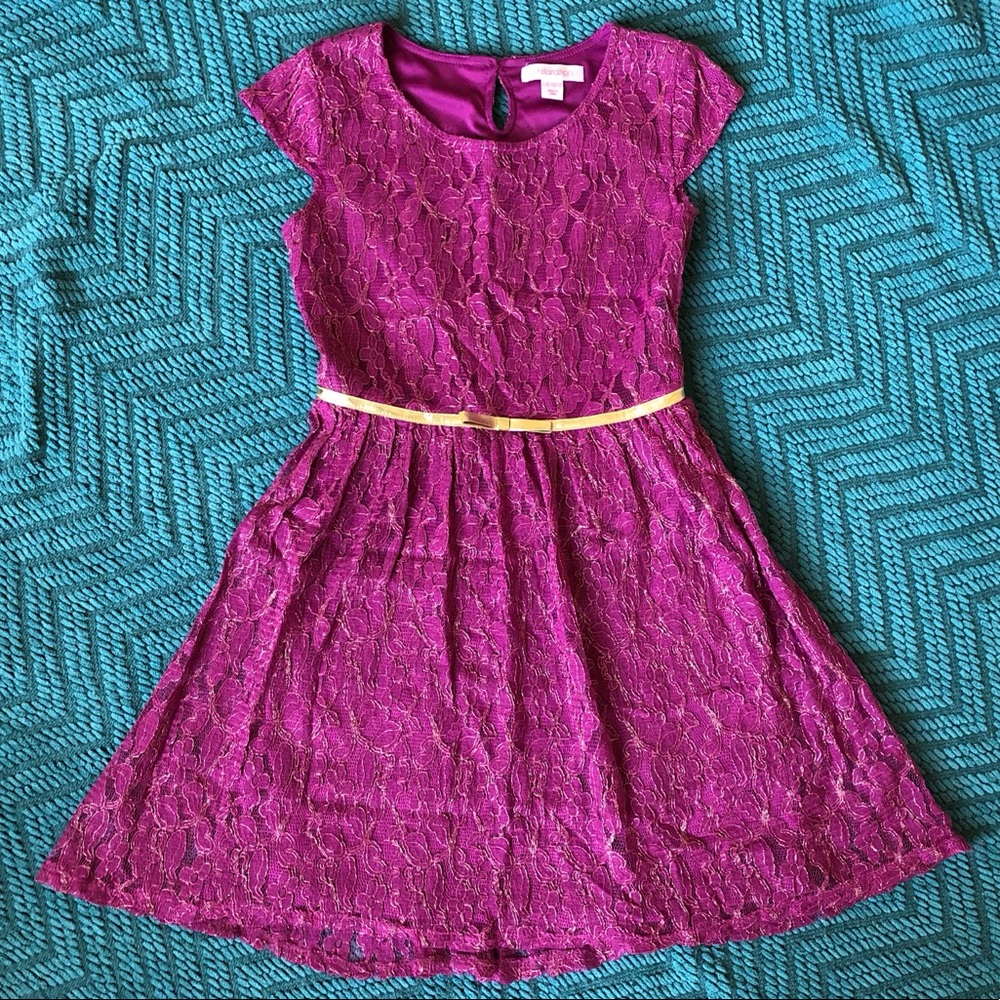 Xhilaration Girls Large Magenta Lace Dress